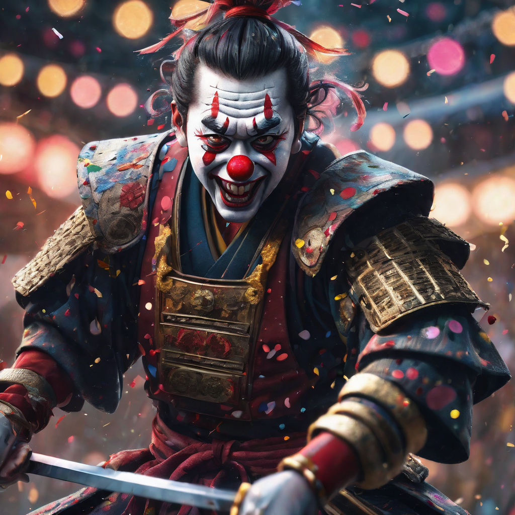 00051-A Samurai clown cutting in half a man.png